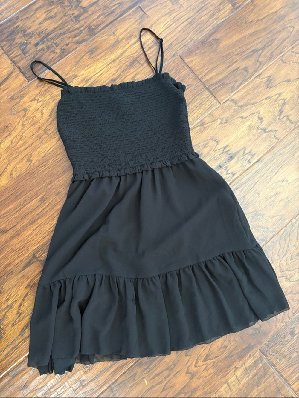 Wilfred Black Smocked Bodice Mini Dress